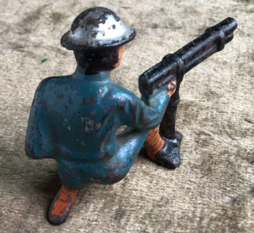 Barclay Manoil Blue Cast Iron Belt Fed Machine Gunner 1930s Vintage - Picture 5 of 5