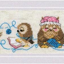 WhimsiStitch Owl Family Cross Stitch Kit - 9.5"x3.25" 14 Count 