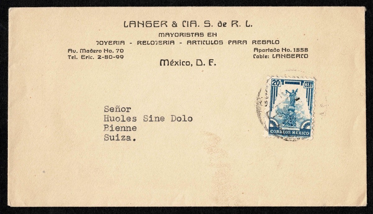 Mexico Cover From LANGER & CIA. S To Bienne Switzerland | eBay