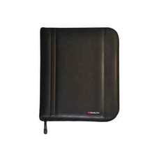 Monolith Leather Look Zipped Ring Binder conference folder PU A4 Black 2754