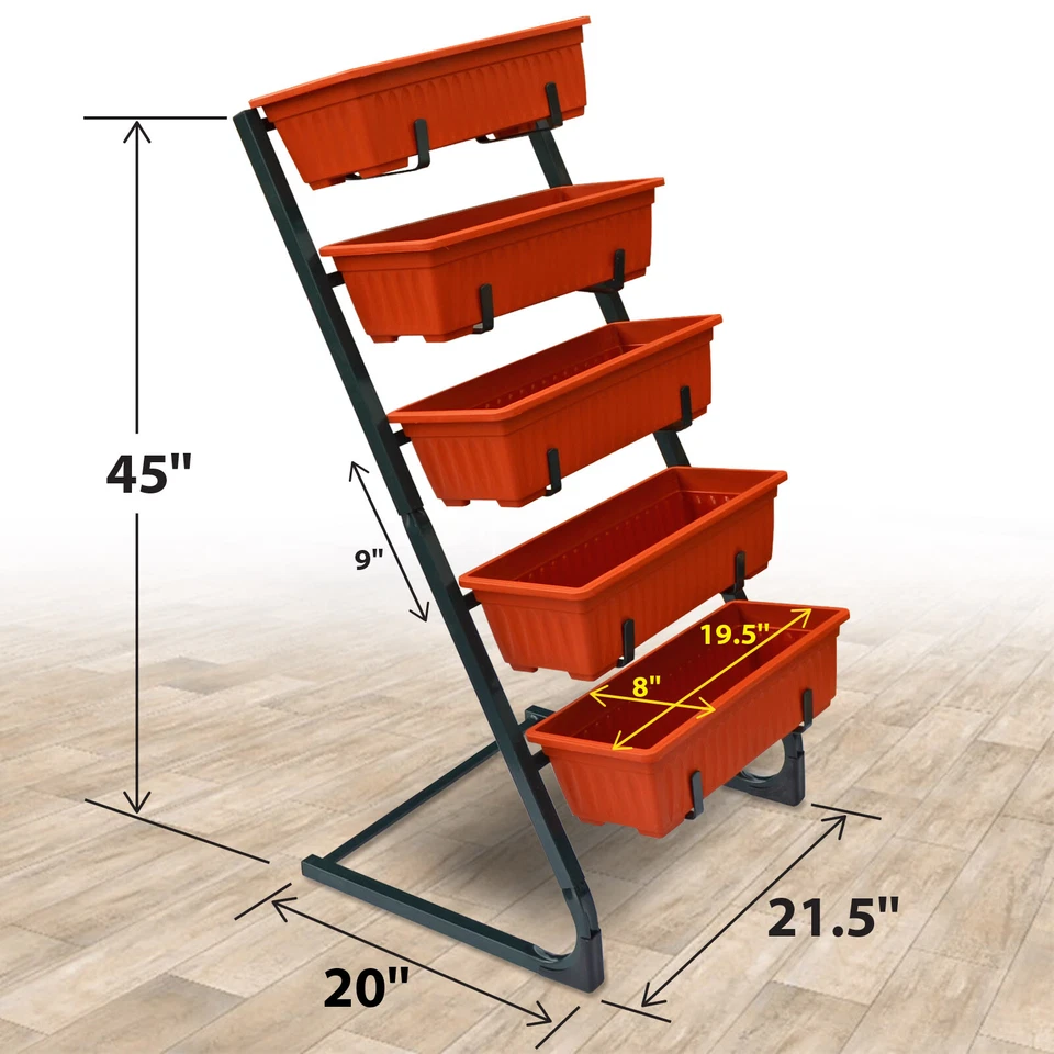 Cama de jardín elevada vertical de 5 niveles hierba vegetal maceta caja contenedor elevada Foto 2 de 4