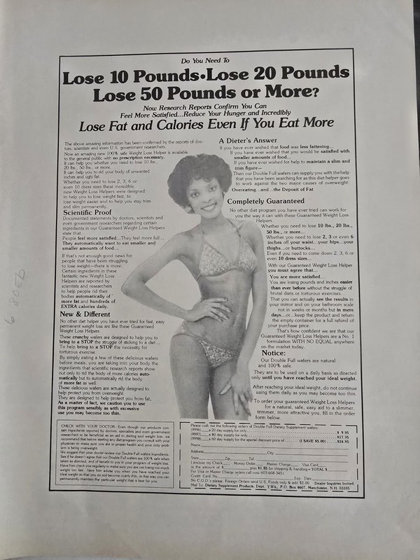 1980 Dietary supplement African American Woman Binini Panties Top Vintage Ad 