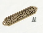 Solid Brass RESTROOM Door Sign Plaque | Vintage Bathroom Label w/ Screws 13cm