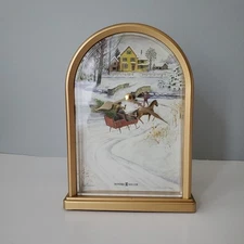 Howard Miller Brass Home For The Holidays II Musical Table Clock Vintage 1999