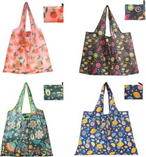 DXMWWTP 4 Pack Foldable Reusable Shopping Tote Bags with Pocket Hook