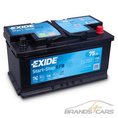 EXIDE AUTOBATTERIE 12V 75Ah STARTERBATTERIE 730A EL752 EFB START STOPP