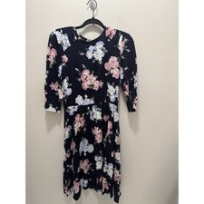 Vintage tabby of california Midi Navy Floral Size 8 Made In USA