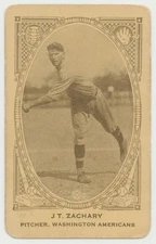JT Tom Zachary 1922 E120 American Caramel Washington Senators - LOW GRADE