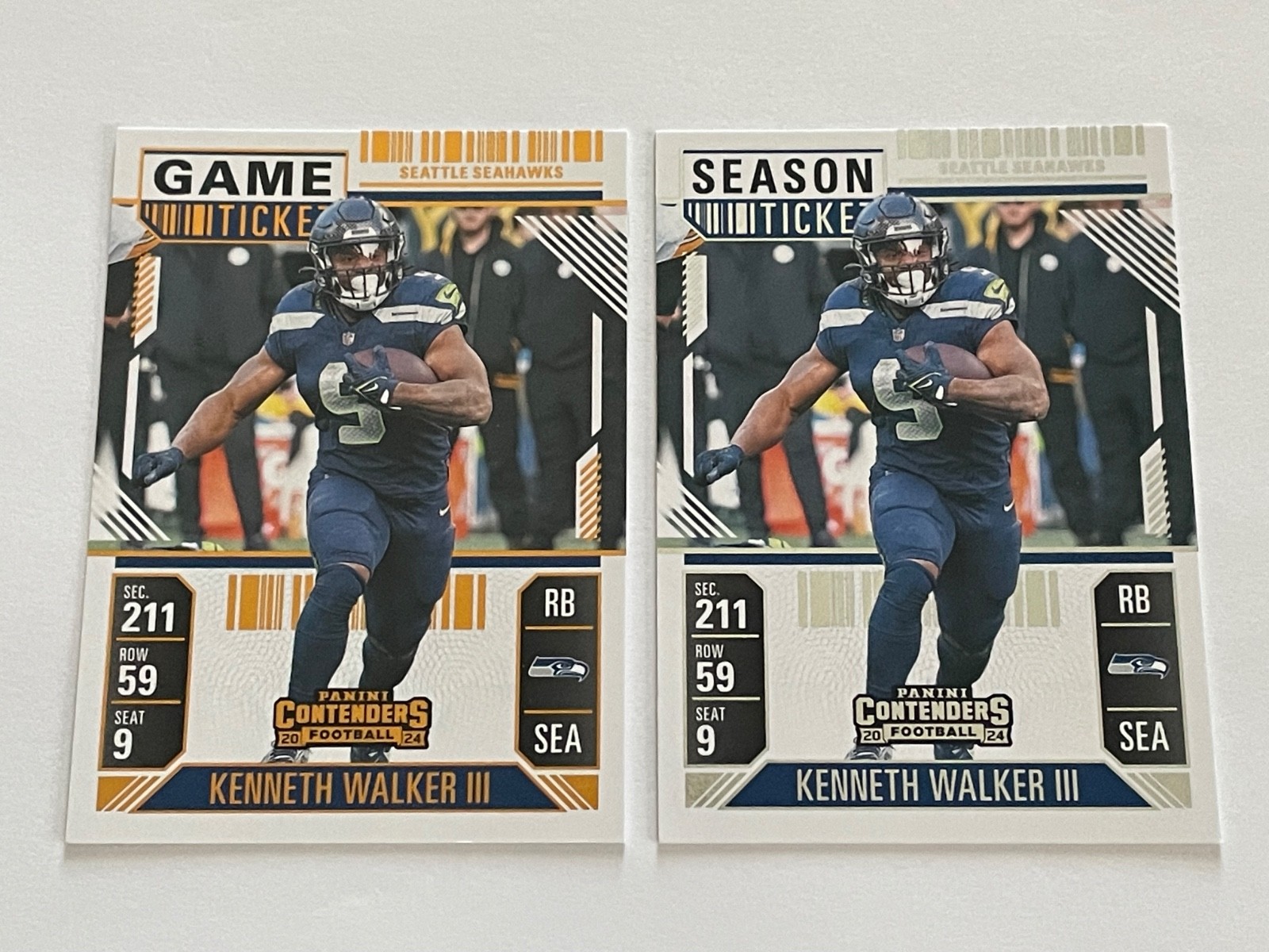 (2) 2024 Panini Contenders Game Ticket Kenneth Walker III #89 Bronze + Base Card