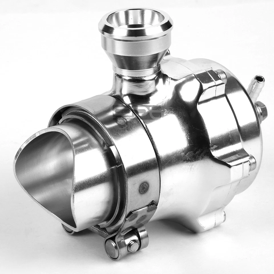 ALTA PRESIÓN ALUMINIO TURBO VÁLVULA DE SOPLADO BOV TROMPETA 50MM BANDA V PSI PLATA Foto 3 de 4