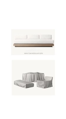 RH Restoration Hardware Maya Modular 108  SOFA PERFORMANCE FURNITURE COVERS Grey
