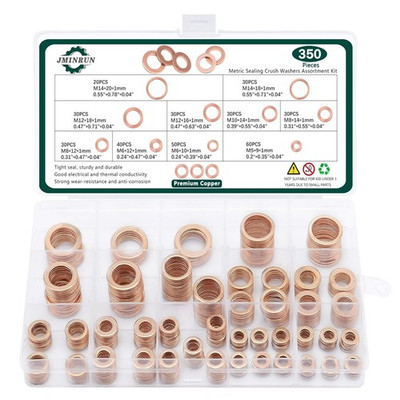 #ad #ad 350 PCS Premium Copper Metric Sealing Crush Washers Assortment Kit Enhanced Fl $28.95