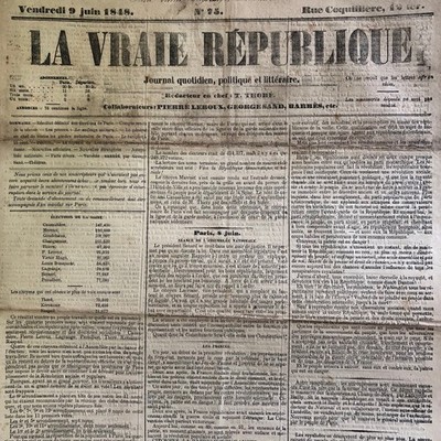 Zeitung DIE WAHRE REPUBLIK 9. Juni 1848 GEORGE SAND BARBES Aufstände