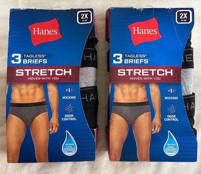 Men s Hanes Size 2X Stretch No-Fly Assorted Briefs 2-3 Packs Size 2X NEW!