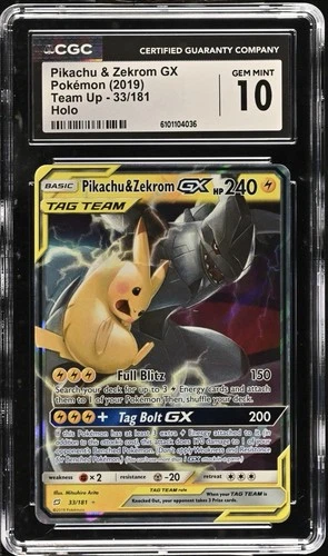 Pokemon Pikachu & Zekrom GX 33/181 Ultra Rare Team Up - CGC 10