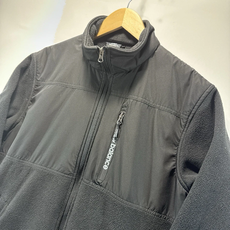 New Balance Men's Small Hooded Full Zip Fleece Lined Jacket Black Coat - Image 2 of 4