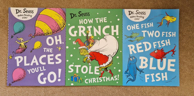 Dr. Seuss Books Bundle X4 - Reading Fun Grinch Red Blue Fish the places we go