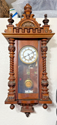Antique German Vienna Mahogany Regulator Wall Clock (3083) | eBay
