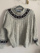 Vintage Northern Isles Knit Wool Sweater Ski Nordic Fair Isle Size Large