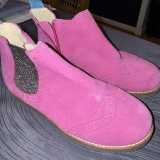 Mini Boden Chelsea Boots Pink Suede Leather Size 36 (youth 5 6)