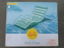Sun Squad Inflatable Chaise Lounge Arched Seating With Built-in Cup Holder Green