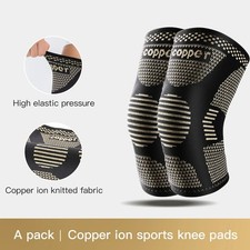 1/2x Knee Sleeves Copper Silver Compression Brace Support Sport Joint Injury