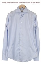 SUITSUPPLY Men's Formal Shirt 39L/15 1/2L Light Blue Twill Cutaway Extra Slim