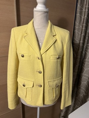 Original Weekend Max Mara Jacke Blazer Tweed Boucle Gelb Gr. 36 Top Zustand 