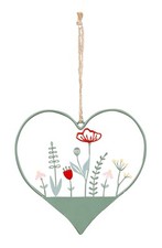 Metallschild Frühling Willkommen Dekoschild Herz Grün Wiese Türschild Wandbild