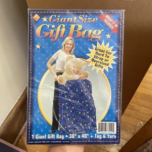 Vintage Birthday  Giant Size Gift Bag W/ Tag Yarn 30 X 40 New Old Stock Sealed
