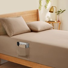 Queen Fitted Sheet Only Extra Deep Pocket Fits 24 Inch Mattress 1800 TC Taupe