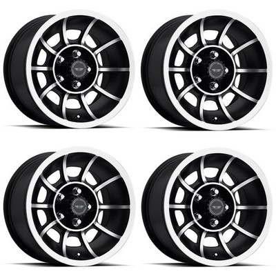 Set 4 American Racing Vintage VN47 Vector 15x8.5 5x4.5 Black Machine Wheels 6mm
