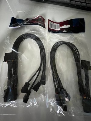 2x (19,67 EUR/m) Phobya Y-Adapter 4Pin Molex auf 4x 3Pin (12V) - Schwarz 30cm