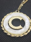 Vintage Gold-Tone and Faux Pearl BSK B.S.K. Initial Letter C Pendant Necklace — photo 7
