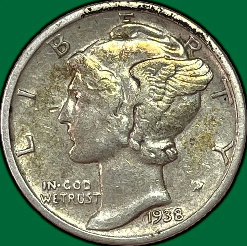 1938-S Mercury Dime Almost Uncirculated AU Coin #36907