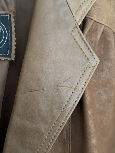 Vintage Wallace Sacks Women’s Brown Leather Blazer Jacket 14 *Read Description* - Picture 4 of 17