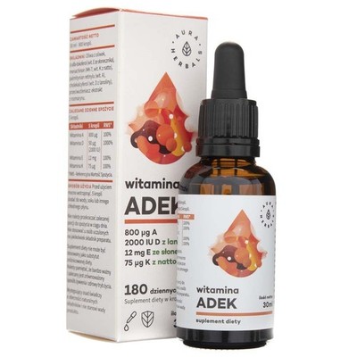 Aura Herbals Vitamin A + D3 2000 IE + E + K2 MK7 ADEK Tropfen 30 ml