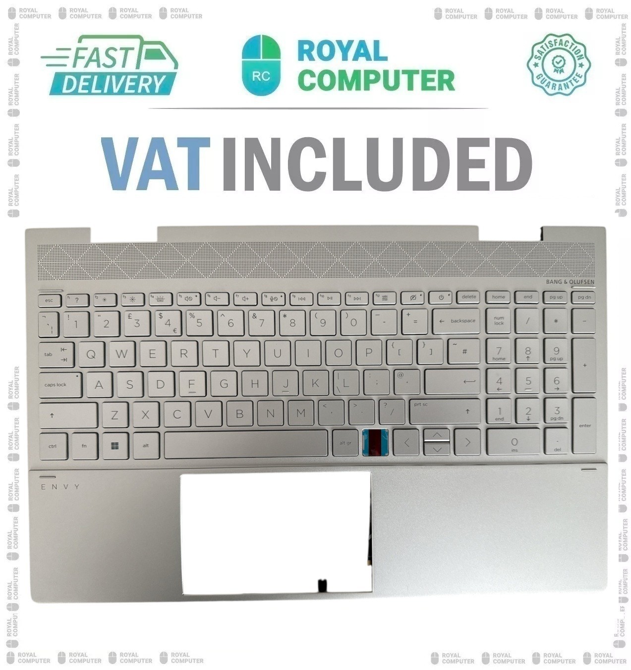 New Backlit For HP Envy X360 15-ED Palmrest Cover & Keyboard L93226-001 Silver