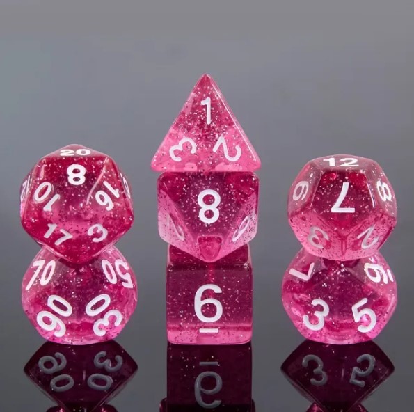 Наборы акриловых кубиков Galactic Dice HD - Розово-красный блестящий набор из 7 кубиков 1890₽