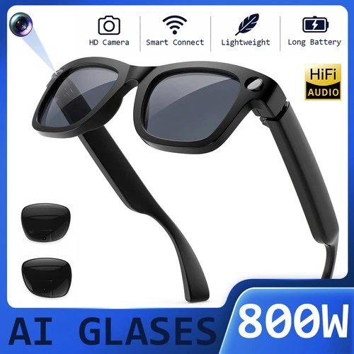 AI Smart Glasses 64GB HD Camera Video Recording Translation Bluetooth Photochrom