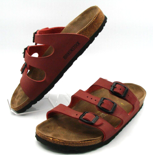 Birkenstock Florida Fresh Red Strap Sandals Size 38 L7 M5 Reg/Wide Soft Footbed