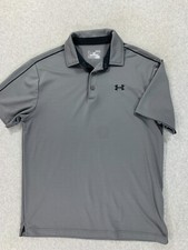 Under Armour Heat Gear Loose Fit Short Sleeve Polo Shirt Men's Medium Gray
