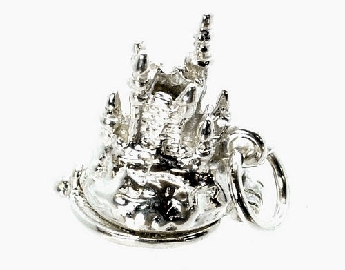 STERLINGSILBER ERÖFFNUNG EMAILLIERT CINDERELLA'S SCHLOSS AUF DEM HÜGEL CHARM - Bild 7 von 7