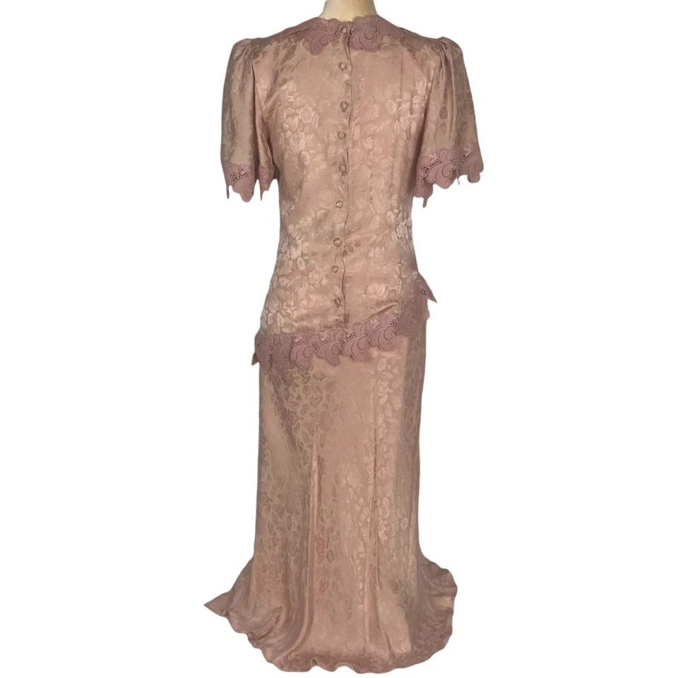 Vestido Vintage Digna Yero Mujer Talla 6 Estilo 6545 Años 20 30 Largo Completo Color Rosa Foto 3 de 4