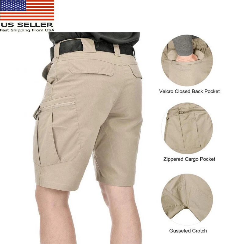 Pantalones Cortos Tácticos Para Hombre Pantalones Cortos de Carga Exterior Impermeables Senderismo Pesca Pista Pantalones Cortos Foto 2 de 4