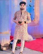 Indian Traditional Diwali Printed Cotton Kurta for Men