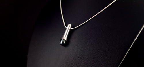 Anhänger Silber 925 Perle dunkel mattiert - elegant & außergewöhnlich - Bild 9 von 12