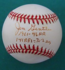JIM GENTILE SIGNED OFFICIAL A.L. BASEBALL WITH 1961 STATS AND PSA/DNA COA