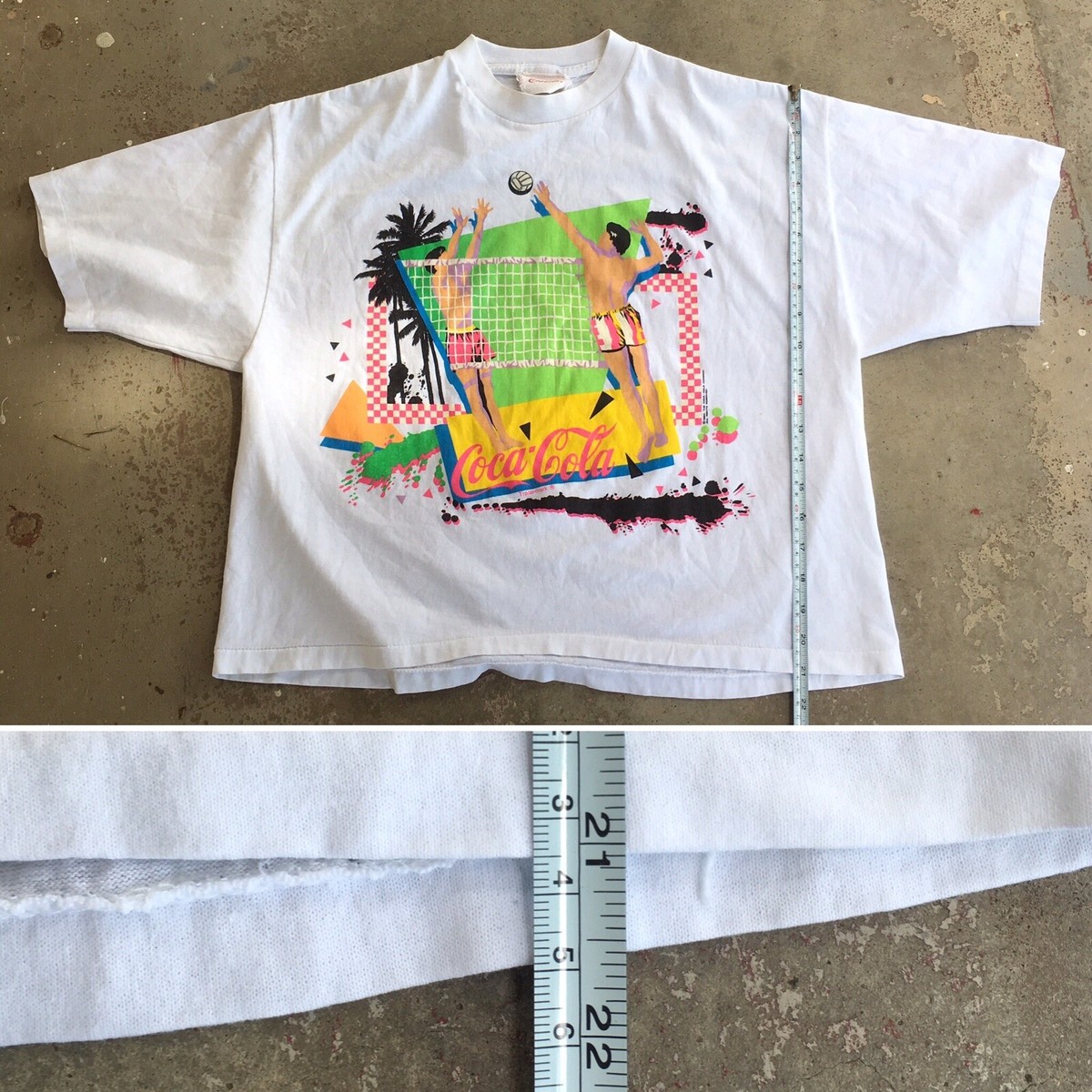 Vintage Coca Cola Crop Top Volleyball Neon Graphic T-shirt Vintage Coca Cola Crop Top Volleyball Neon Graphic T-shirt