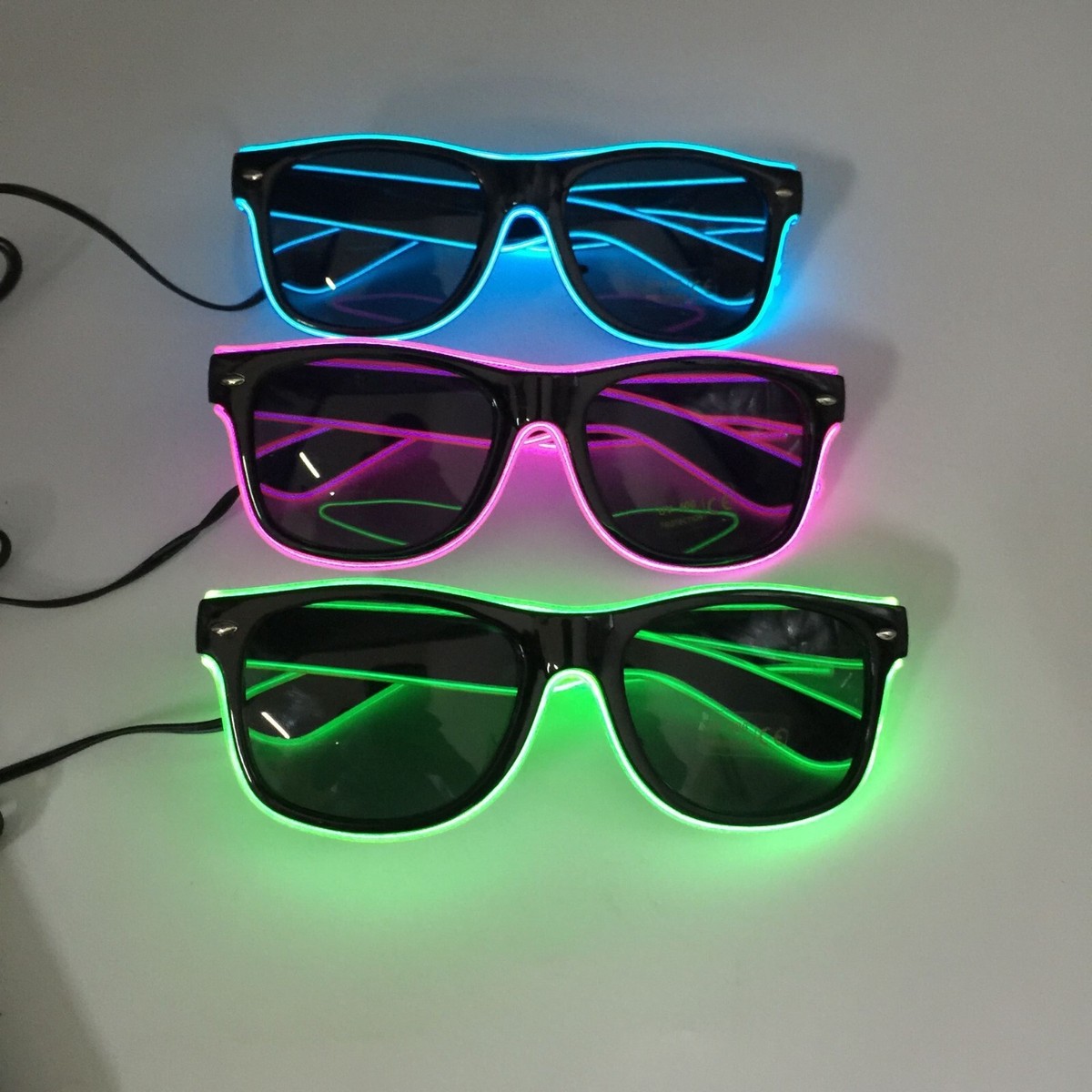 Glow LED Glasses Light Up Neon EL Wire Festival Party Glasses Pink